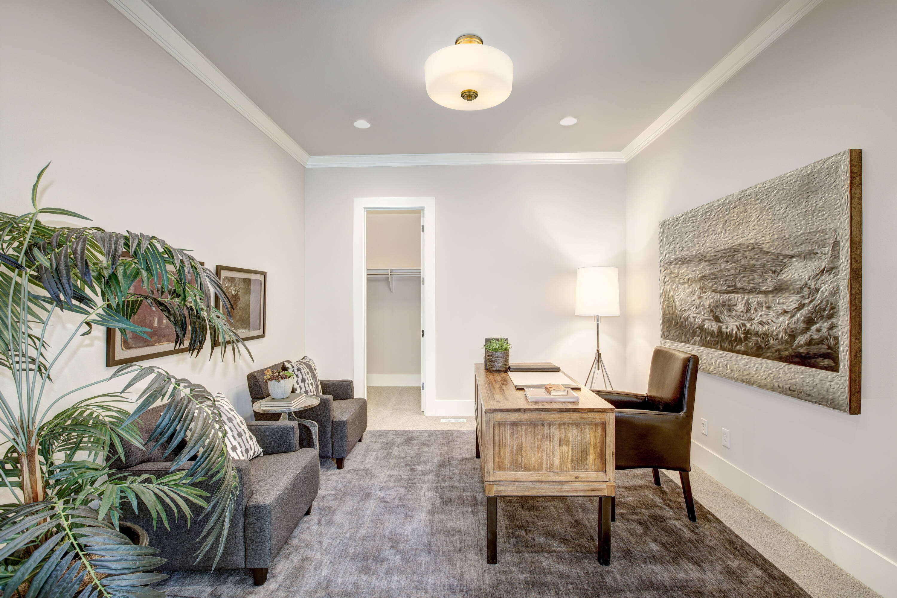 Arlington 3 -Light 14.75-in Satin Brass Semi Flush Mount Light - Image 6