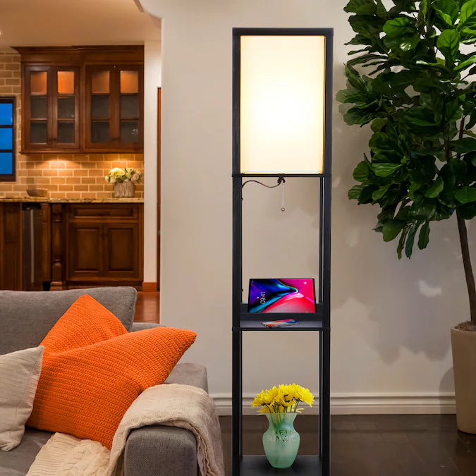 Brightech 63-in Classic Black Shelf Floor Lamp - Image 7