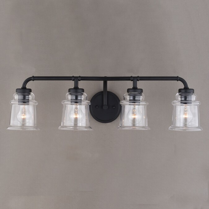 Cascadia Toledo 30.5-in 4-Light Matte Black Industrial Vanity Light - Image 8
