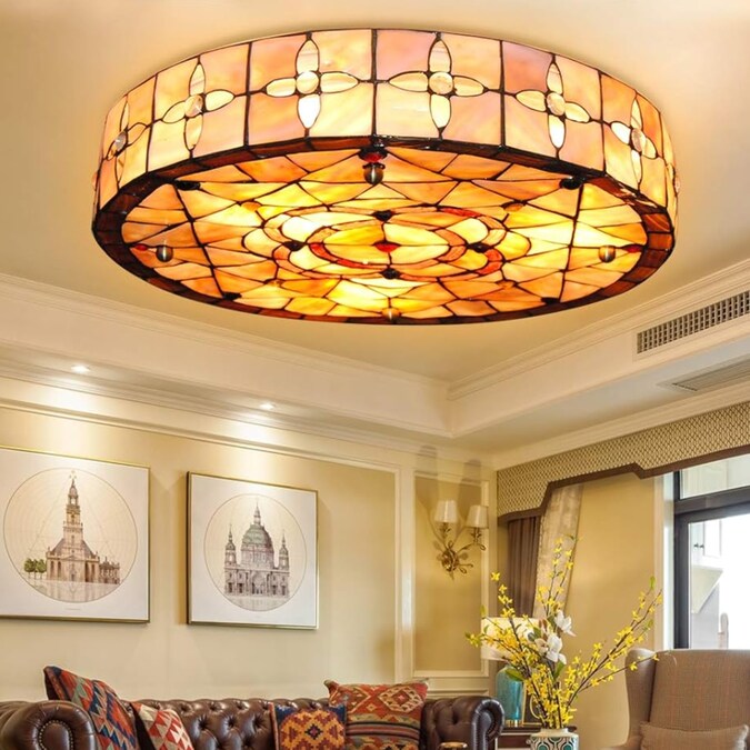 Oukaning 18-in Flush Mount Lights 3-Light Protective Shell Multiple Colors LED Flush Mount Light