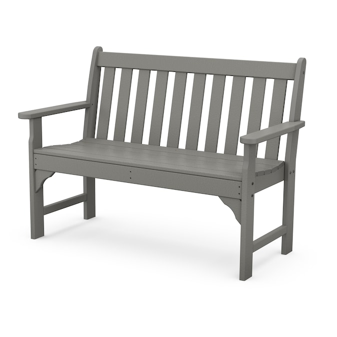 POLYWOOD Vineyard 48.5-in W x 35.25-in H Slate Grey Plastic Garden Bench