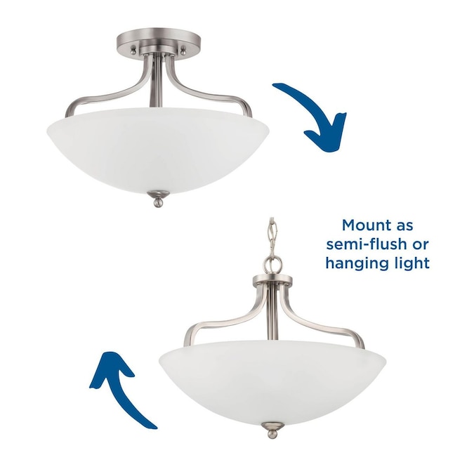 Progress Lighting Laird 3-Light 15.625-in Brushed Nickel Semi Flush Mount Light - Image 2
