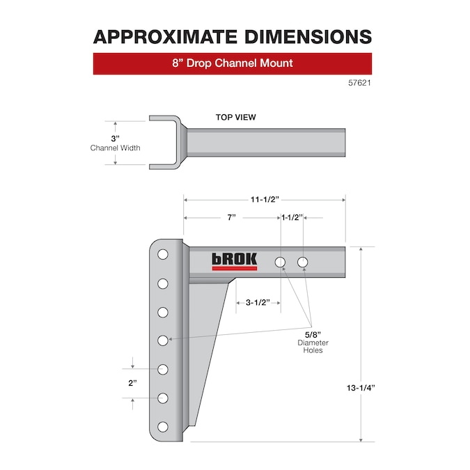 bROK Channel Mount 8-in Drop 2-in Solid Shank 22K-lbs - Image 6