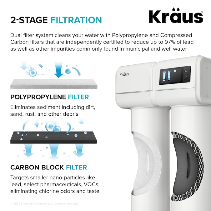 Kraus Purita Dual-stage Carbon Block Reverse Osmosis Filtration Under Sink Water Filtration System - Image 5