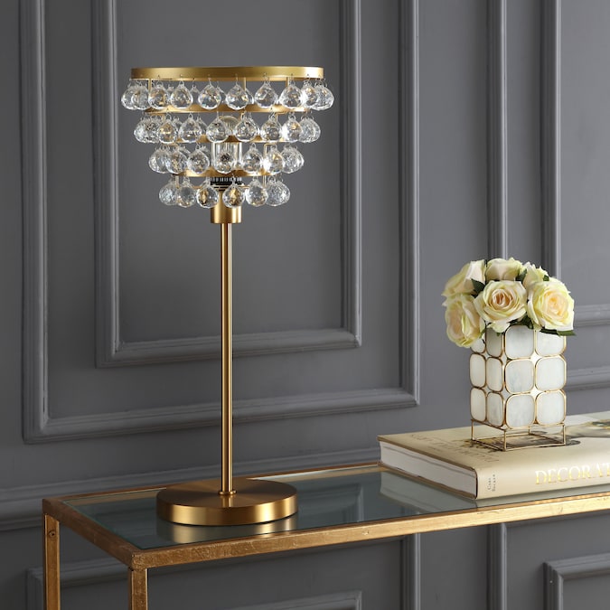 JONATHAN  Y Buckingham Crystal/Metal Modern Transitional 25-in Brass Gold Led, Table Lamp with No Shade