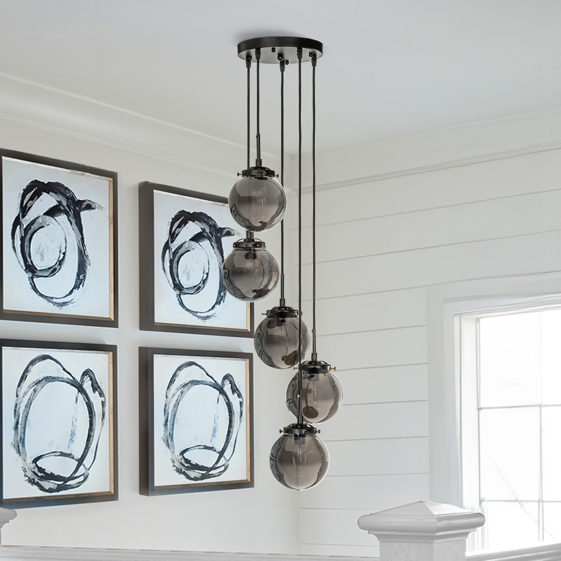 5 -Light Matte Black Modern/contemporary For Use in Bedrooms, Dining Rooms, Foyers, Kitchens, Living Rooms Chandelier