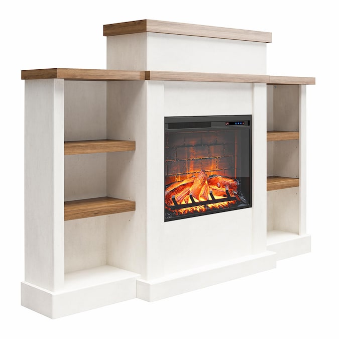 Ameriwood Home 64.33-in W Off-white Fan-forced Flat Wall Electric Fireplace with Remote Control Included