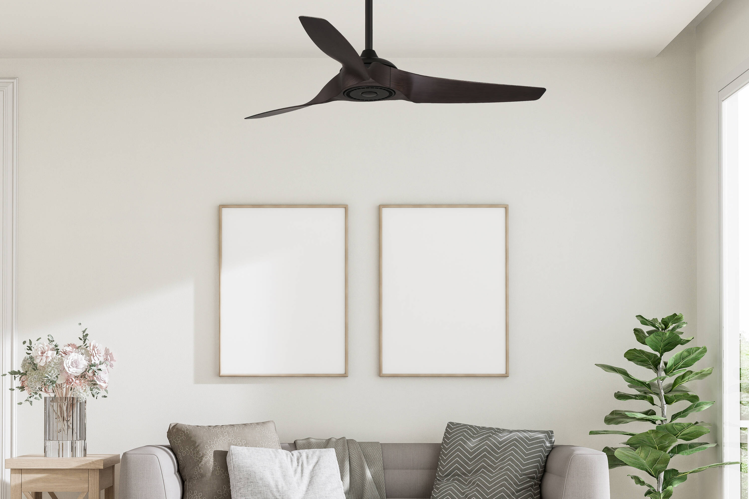 Milroy 52-in Outdoor Matte Black with Dark Brown Blades Ceiling Fan Without Light - Remote Included ( 3 -Blade ) - Image 7