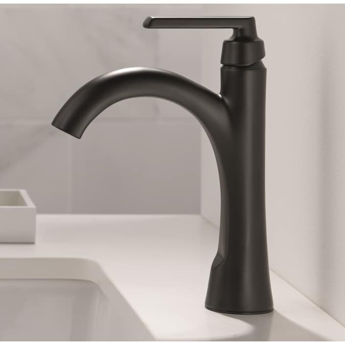 Delta Sparrow Matte Black Single Hole 1-Handle WaterSense Bathroom Sink Faucet with Drain and Deck Plate