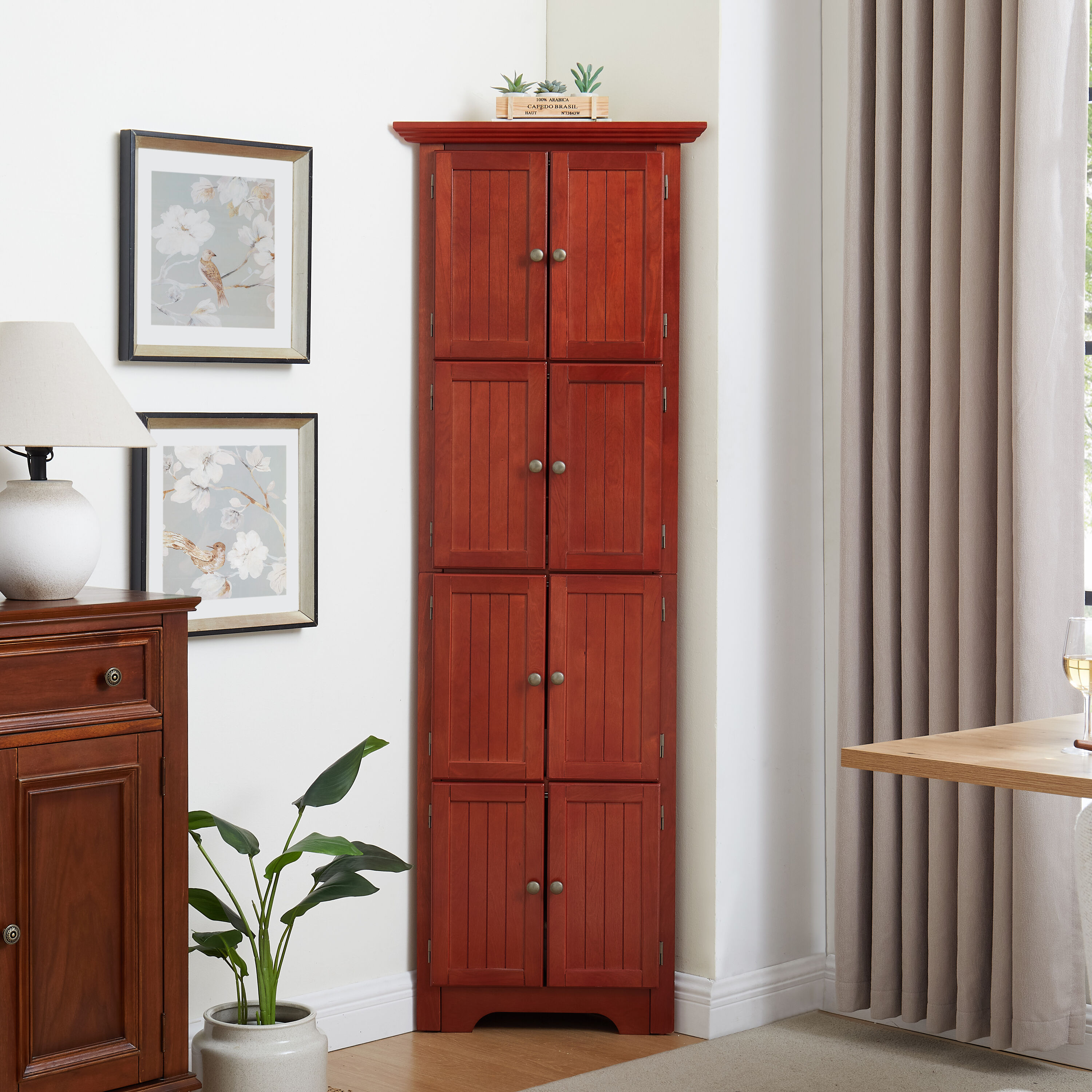24.6-Inches W x 72-Inches H MDF Cherry Freestanding Utility Storage Cabinet