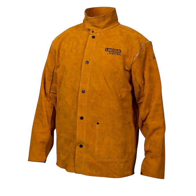 Lincoln Electric Leather X-Large Welding Jacket - Heavy-duty Side Split Cowhide, Flame Retardant, Extended Length
