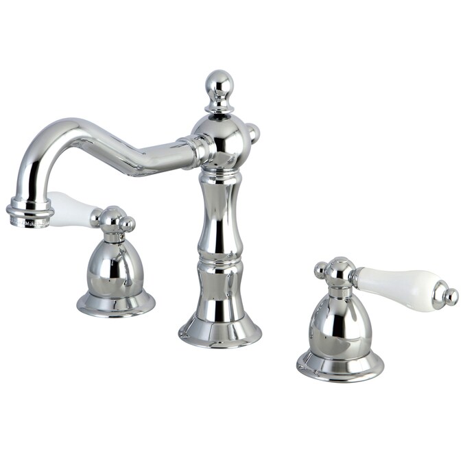 Kingston Brass Heritage Polished Chrome Widespread 2-Handle Bathroom Sink Faucet with Drain