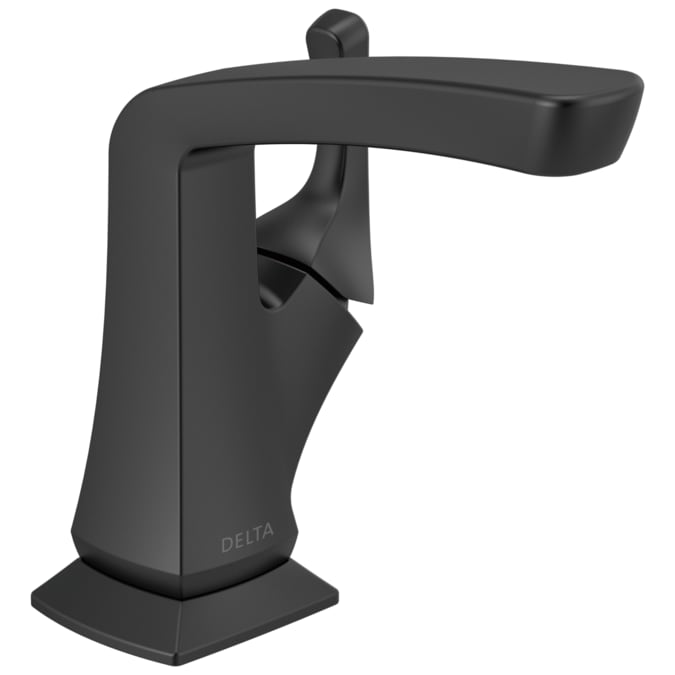 Delta Vesna Matte Black Single Hole 1-Handle WaterSense Bathroom Sink Faucet with Drain and Deck Plate