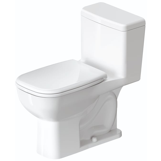 Duravit D-Code White Elongated Standard Height 1-Piece Toilet 12-in Rough-In WaterSense 1.28-GPF