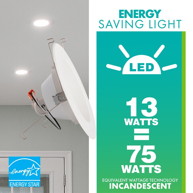 Simply Conserve White 5-in or 6-in 900-Lumen Warm White Round Dimmable LED Canned Recessed Downlight (12-Pack) - Image 5