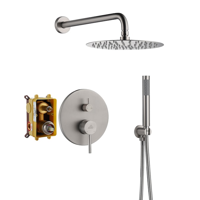 CASAINC Brush Nickel 10-in Waterfall Built-In Shower Faucet System with 2-way Diverter (Pressure-balanced Valve Included)