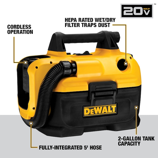 DEWALT 20-volt Max 2-Gallons Cordless Wet/Dry Shop Vacuum (Bare Tool) - Image 2