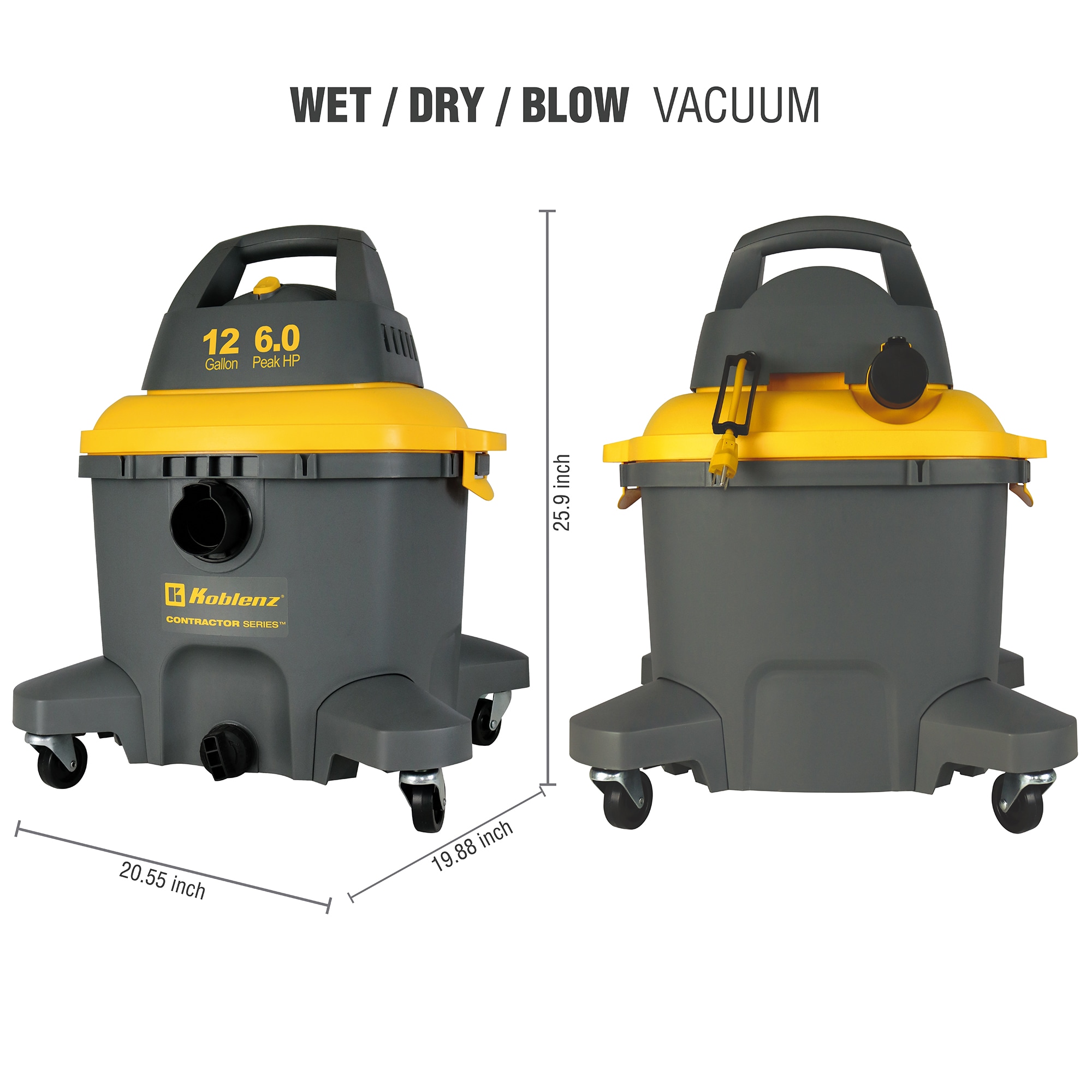 12-Gallon 6 HP Corded Wet/Dry Shop Vacuum with Accessories Included - Image 8