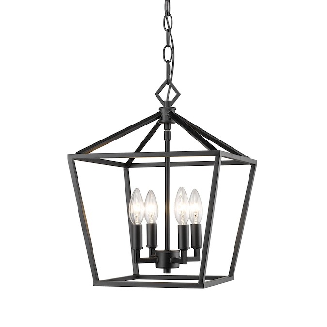 Millennium Lighting Pendant Light 4-Light Matte Black Traditional Lantern Medium Hanging Pendant Light