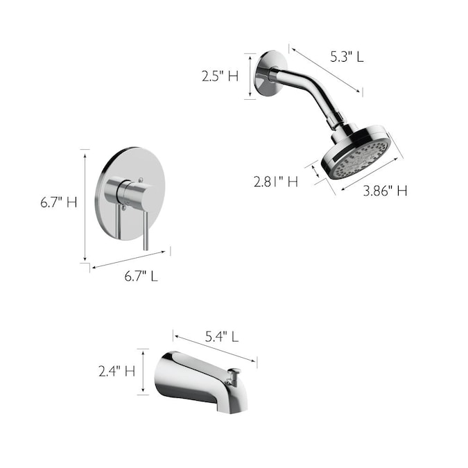 Design House Eastport II Polished Chrome 1-handle Multi-function Round Bathtub and Shower Faucet Valve Included - Image 3