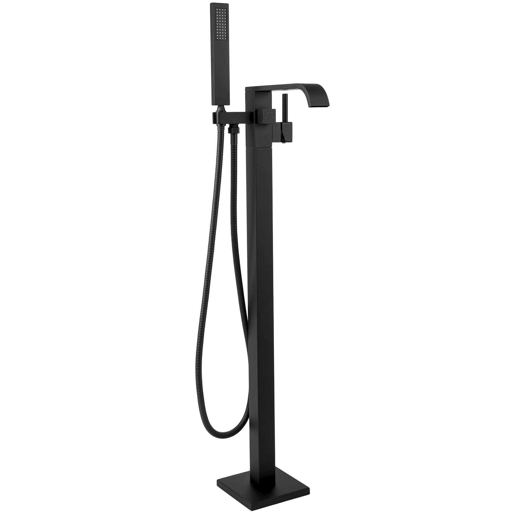 35-in Matte Black 1-handle Freestanding Low-arc Bathtub Faucet with Hand Shower (Valve Included)