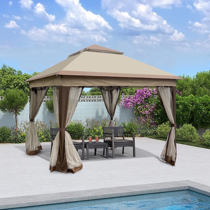 CASAINC 11-ft x 11-ft Square Brown Pop-up Canopy