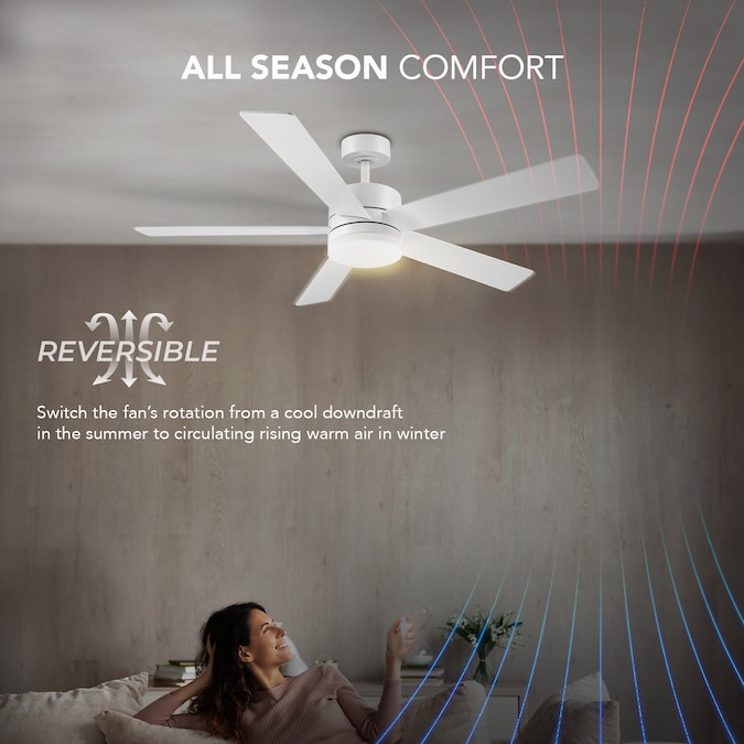 Globe Electric Dayton 52-in Color-Changing Integrated LED Outdoor Smart White with White Blades Ceiling Fan With Light - Remote Included ( 5 -Blade ) - Image 5