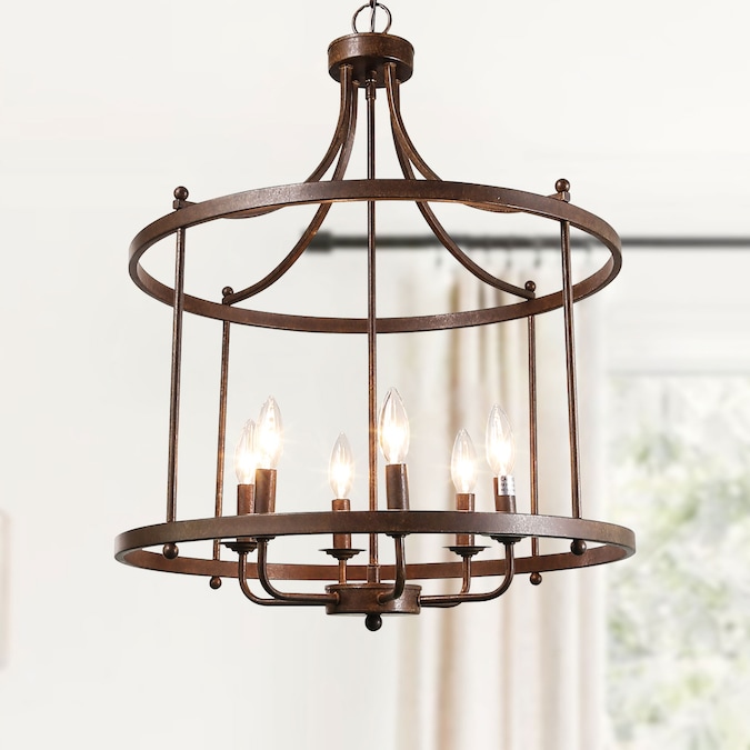 LNC Mocha 6-Light Bronze Rustic LED Dry rated Chandelier