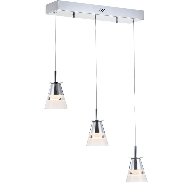 JONATHAN Y 3-Light Chrome/Clear Glam Cone LED Medium Hanging Pendant Light - Image 10