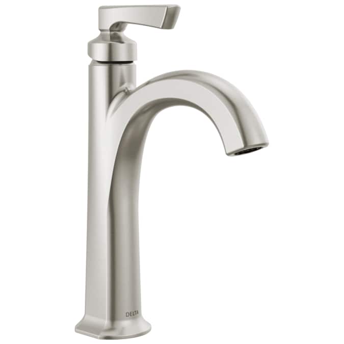 Delta Arcadia Spotshield Brushed Nickel Single Hole 1-Handle WaterSense Bathroom Sink Faucet with Drain and Deck Plate