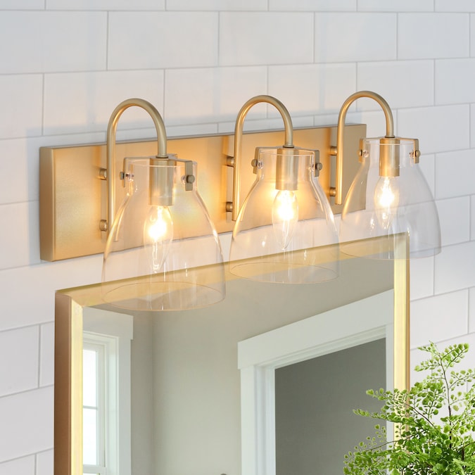 LNC Charm 22-in 3-Light Matte Gold LED Modern/Contemporary Vanity Light Bar