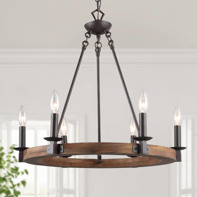 LNC Laius 6-Light Antique Bronze Farmhouse LED Dry rated Chandelier