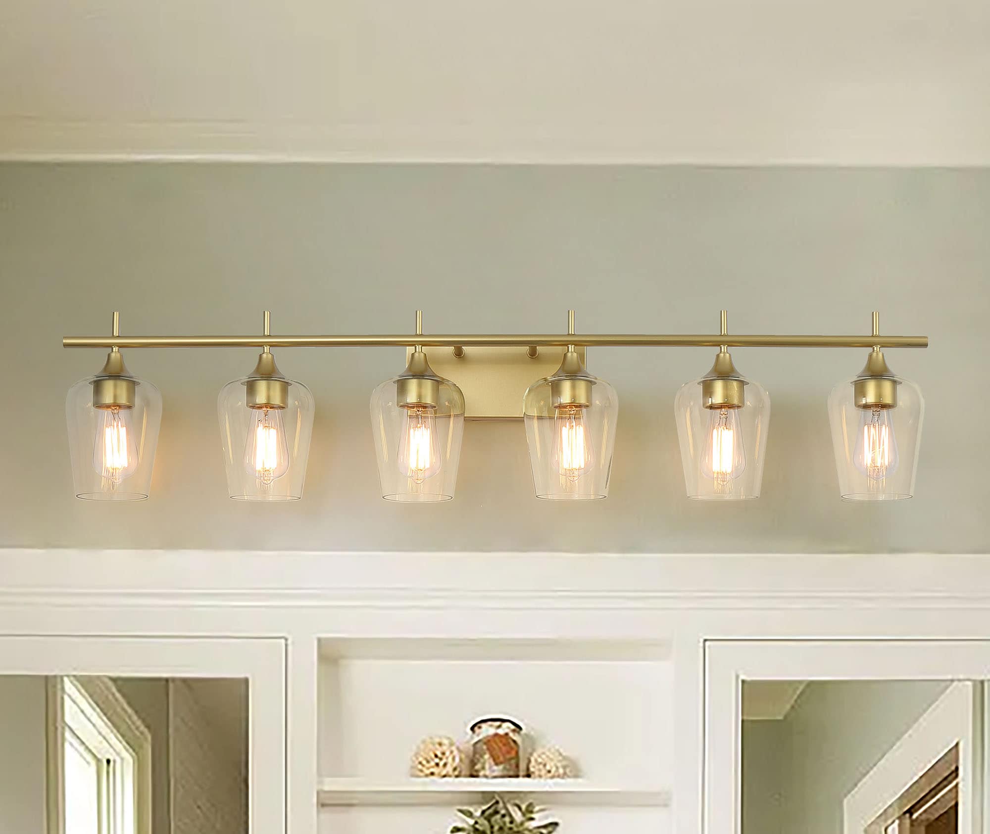 Sebring 44-in 6 -Light Satin Gold Modern/contemporary Vanity light