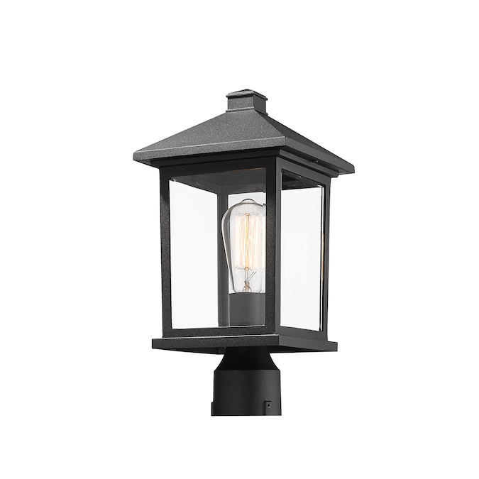 Z-Lite Portland 16-in Black Traditional Outdoor Light Post Lantern