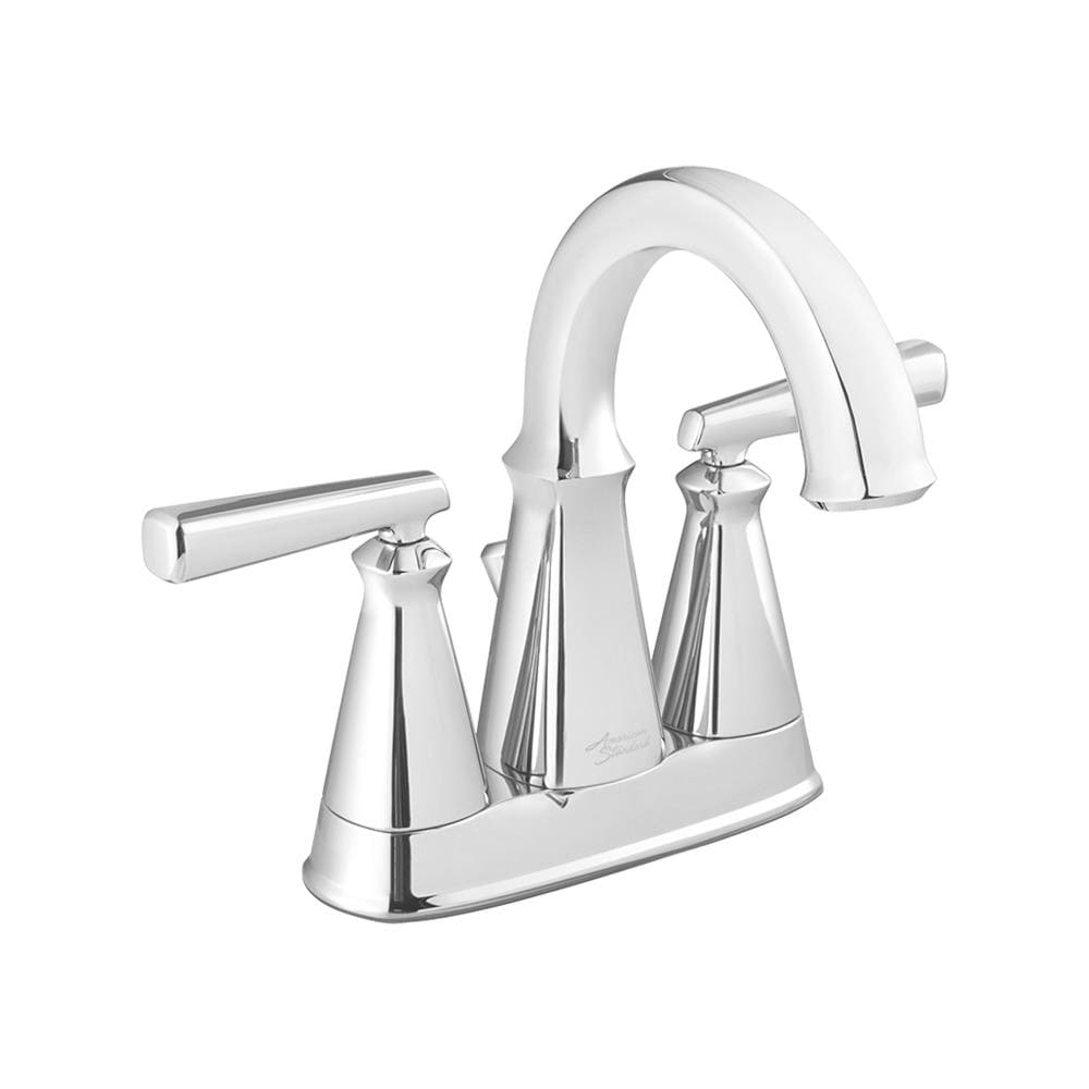 Edgemere Chrome 4-in centerset 2-handle WaterSense Mid-arc Commercial/Residential Handle Bathroom Sink Faucet with Drain with Deck Plate