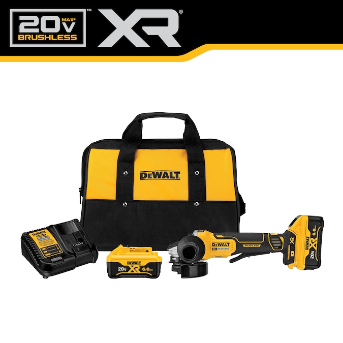 DEWALT XR 4.5-in 20-volt Max Paddle Switch Brushless Cordless Angle Grinder (Charger Included and 2-Batteries)