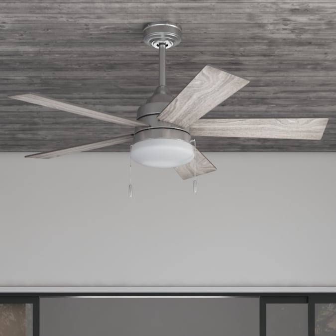 Harbor Breeze Kennerly 44-in Matte Pewter with Mocha/Espresso Blades LED Indoor/Outdoor Ceiling Fan with Light (5-Blade)