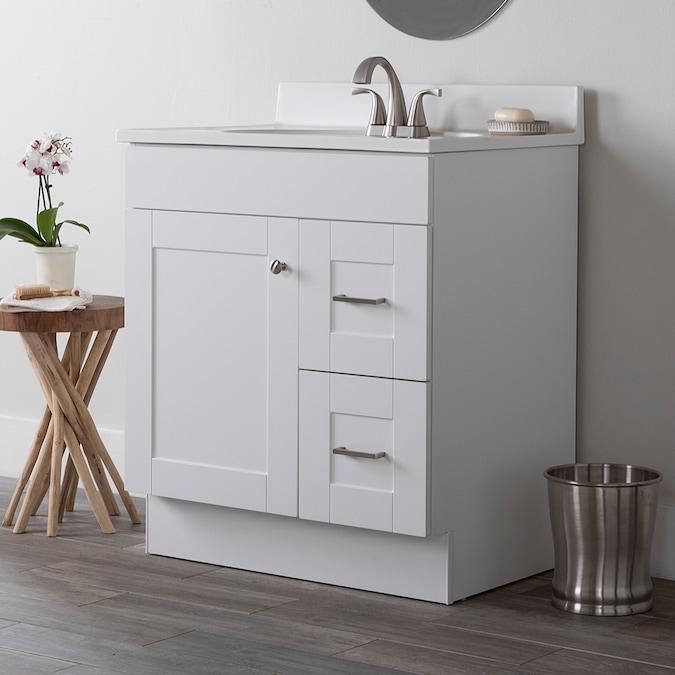 Project Source 30-in White Bathroom Vanity Base Cabinet without Top - Image 3