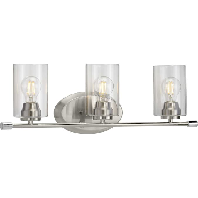 Progress Lighting Riley 25.25-in 3-Light Brushed Nickel Traditional Vanity Light