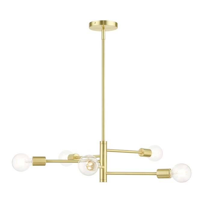 Livex Lighting Bannister 5-Light Satin Brass Modern/Contemporary Damp Rated Chandelier