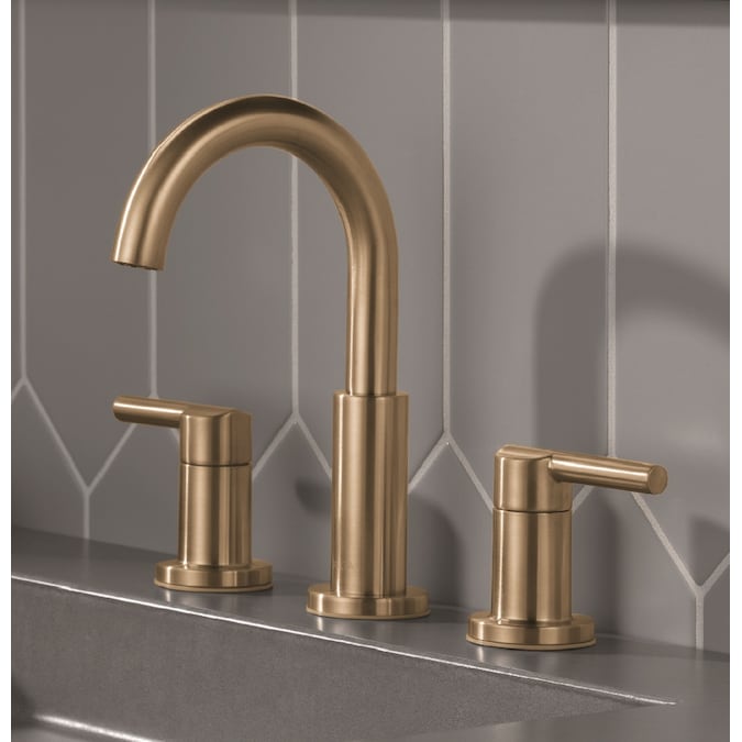 Delta Nicoli Champagne Bronze Widespread 2-Handle WaterSense Bathroom Sink Faucet with Drain