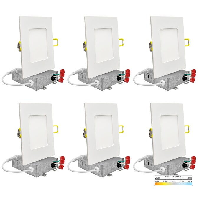 NUWATT White 6-in 1050-Lumen Switchable Square Dimmable LED Canless Recessed Downlight (6-Pack)