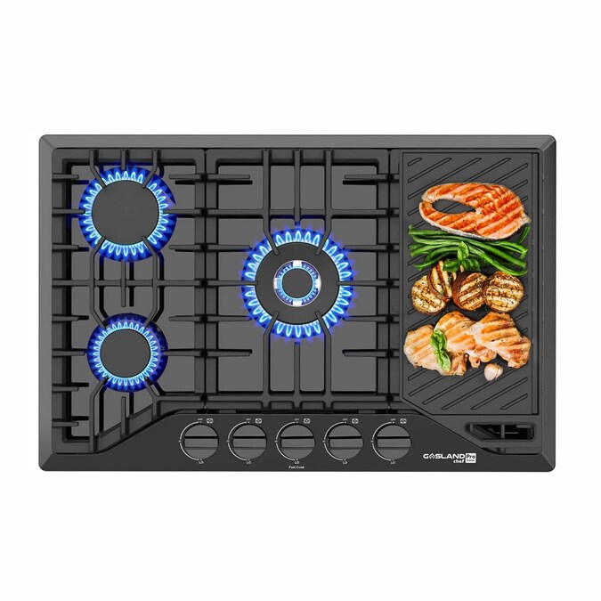 Gasland Chef 30-in 5 Burners Black Gas Cooktop (Griddle Included)