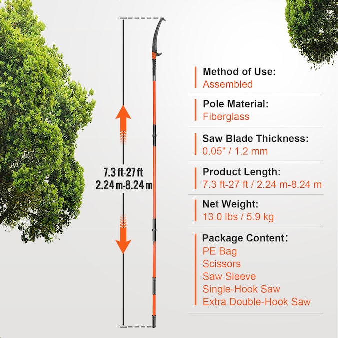 VEVOR 27 FT Manual tree pruner Telescoping Pole Pruning Saw - Image 8