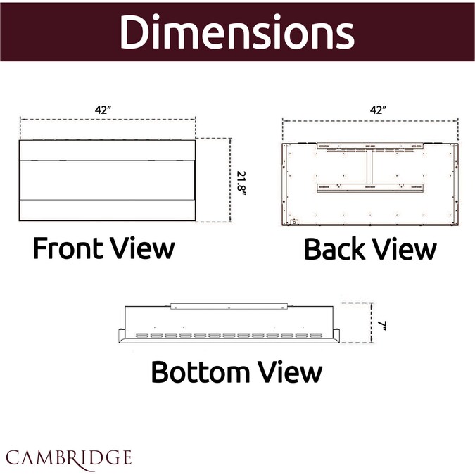 Cambridge 42-in W Black LED Wall-mount Electric Fireplace with Remote Control Included - Image 5