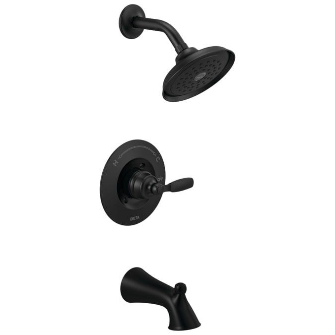Delta Woodhurst Matte Black 1-handle Single Function Round Bathtub and Shower Faucet