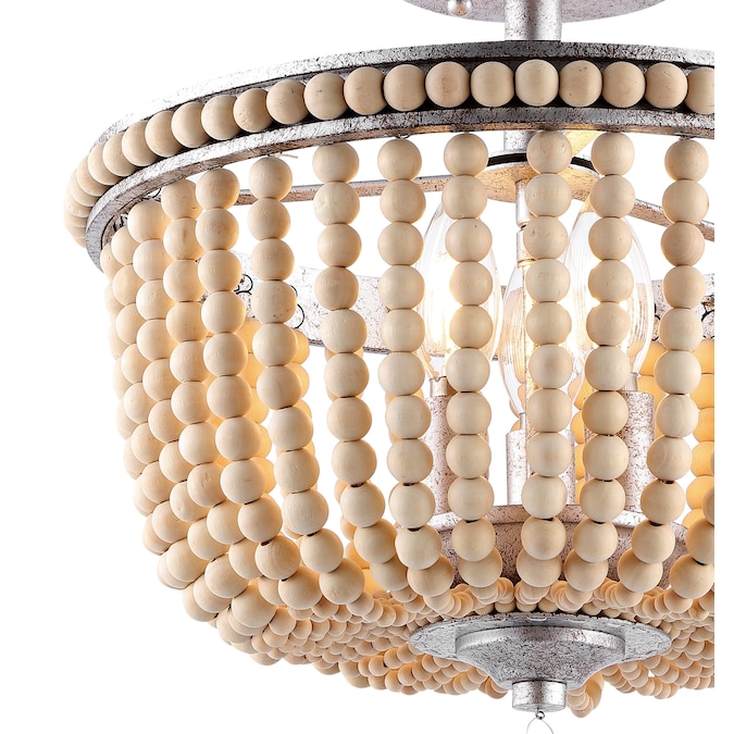 JONATHAN Y Allie Wood Bead/Iron Bohemian Farmhouse 1-Light Antique Nickel LED Semi mount light - Image 9