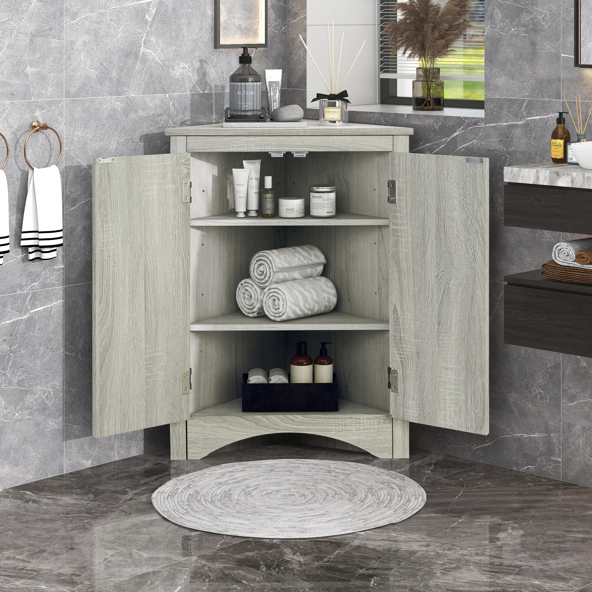17.2-Inches W x 31.5-Inches H MDF Gray Freestanding Utility Storage Cabinet