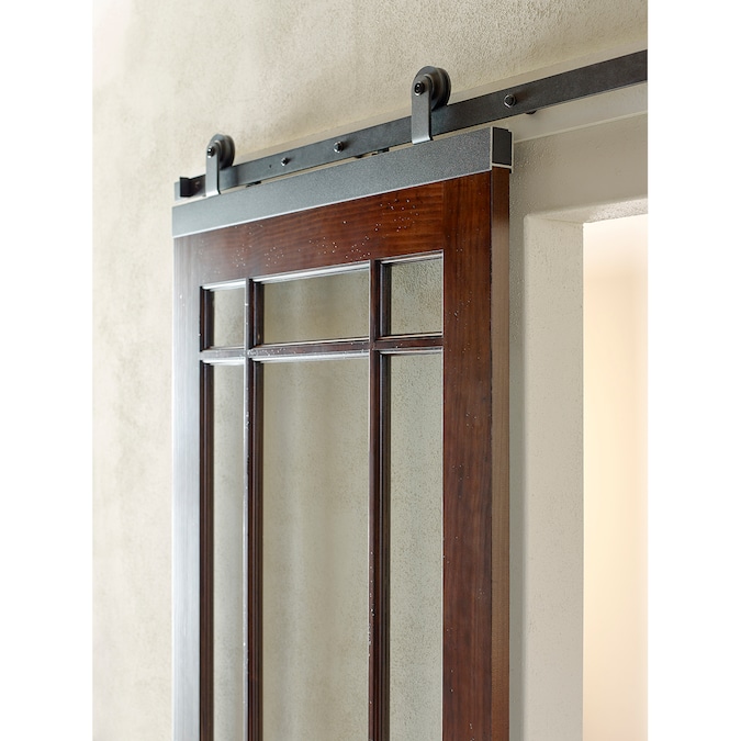 JELD-WEN 72-in Matte Black Fits Any 1-3/8" Door Indoor Top Mount Soft Close Single Barn Door Hardware Kit - Image 4