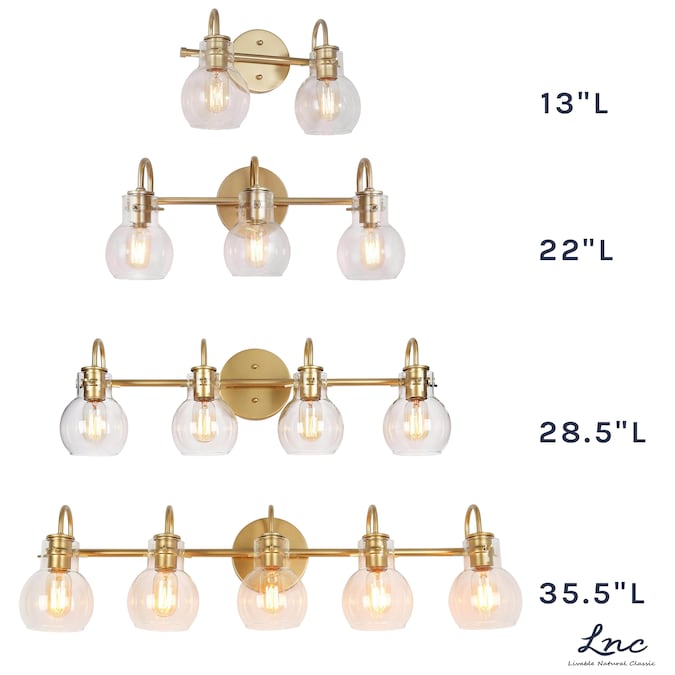 LNC Pursuit 22-in 3-Light Matte Gold LED Modern/Contemporary Vanity Light Bar - Image 14